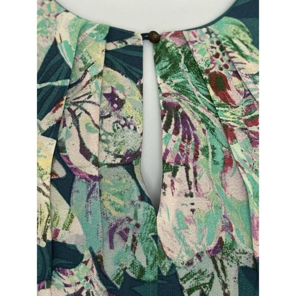 NWT Anthropologie MAEVE Elia Open Shoulder Turquoise Teal Blue Floral Dress Sz 8 - Picture 5 of 16